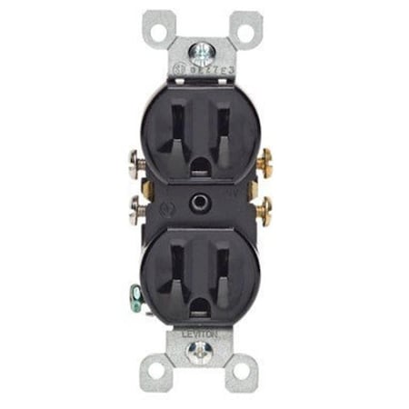 Pinpoint Straight Blade Receptacle, 15 A, 125V AC, Black PI3537747